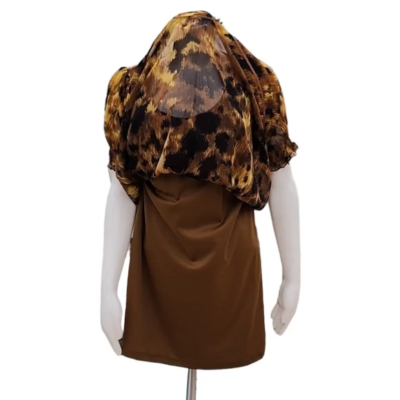 VINTAGE ECI Babydoll Tunic Top Mini Dress 10 L Appliques Rosette Ruffles Y2K - Picture 11 of 16